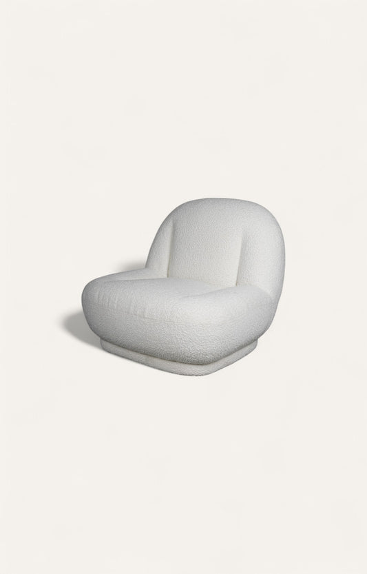 Oversized Breeze Bouclé Lounge Chair in Cloud White