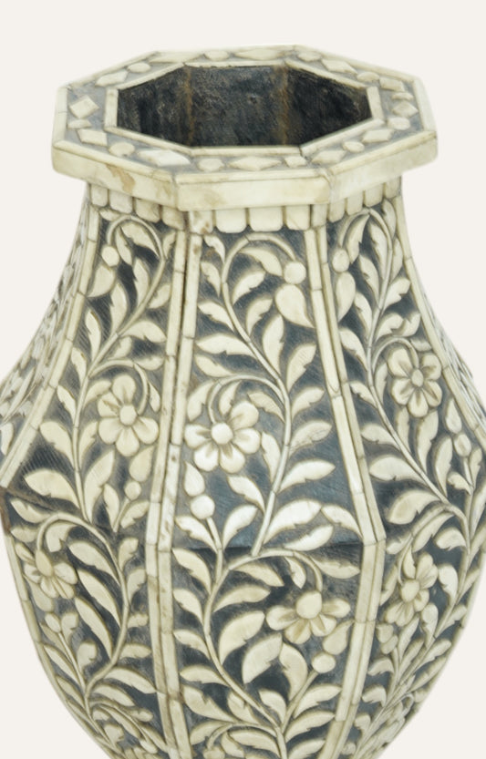 Bone Inlay Floral Vase