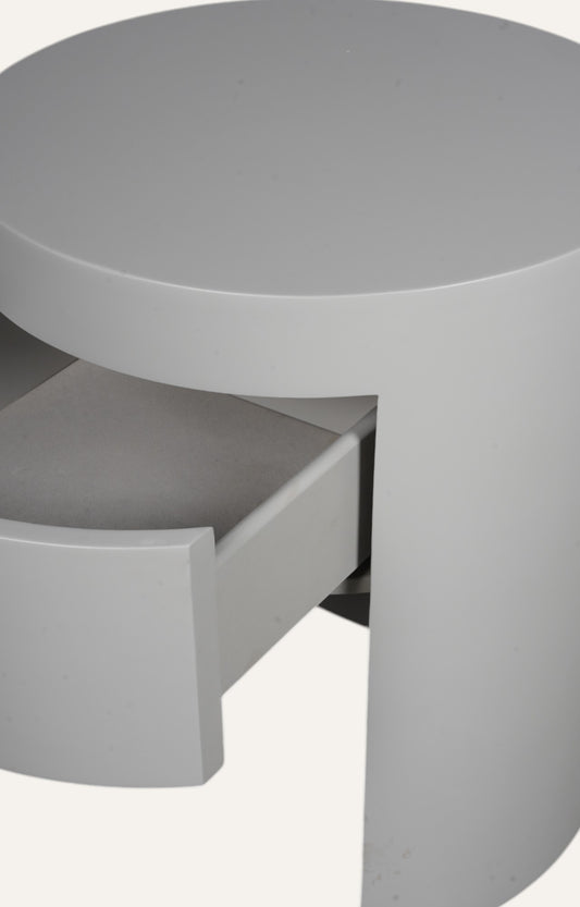 Minimal Bedside Table in White Matte Finish