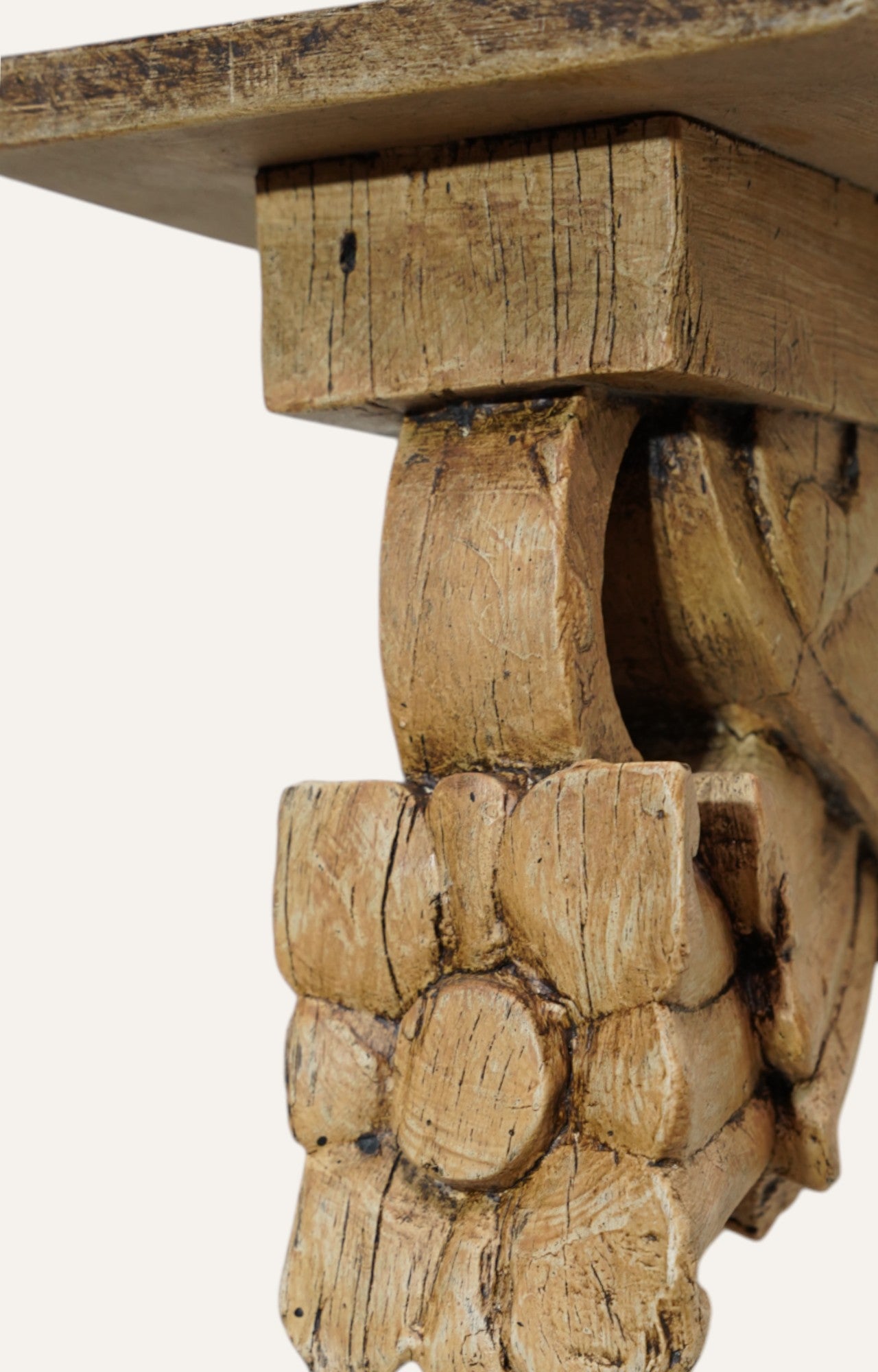 Vintage Wooden Floral Carved Wall Bracket