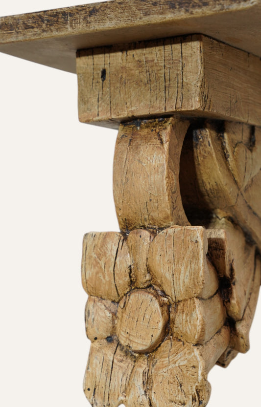 Vintage Wooden Floral Carved Wall Bracket