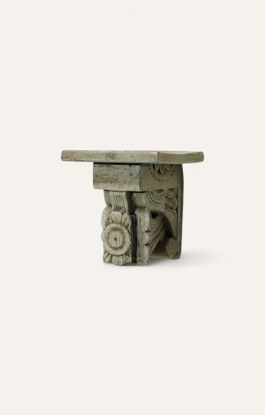 Light Coloured Hand-Carved Wooden Wall Bracket