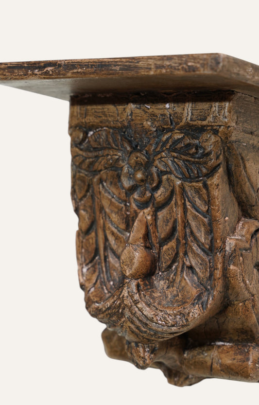 Vintage Wooden Floral Hand Carved  Wall Brackets