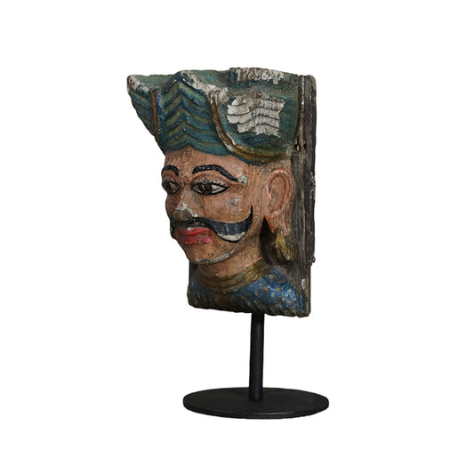 Wooden Face Statue On Stand