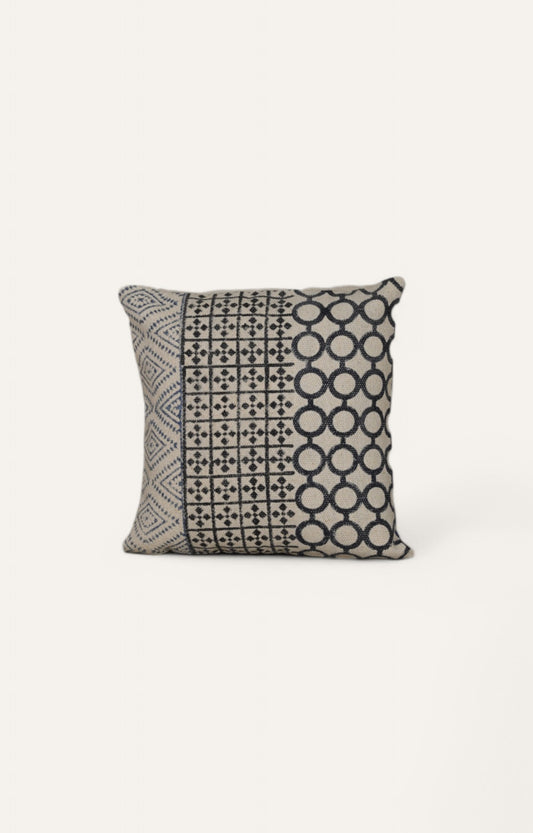 Black and White Geometric Patterned Printed Cushion