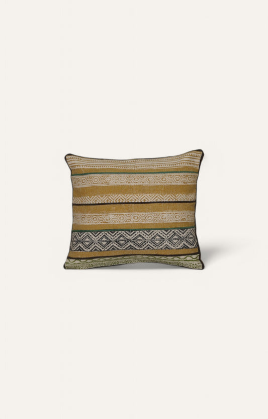 Multicolor Printed Cotton Cushion in Muted Tones