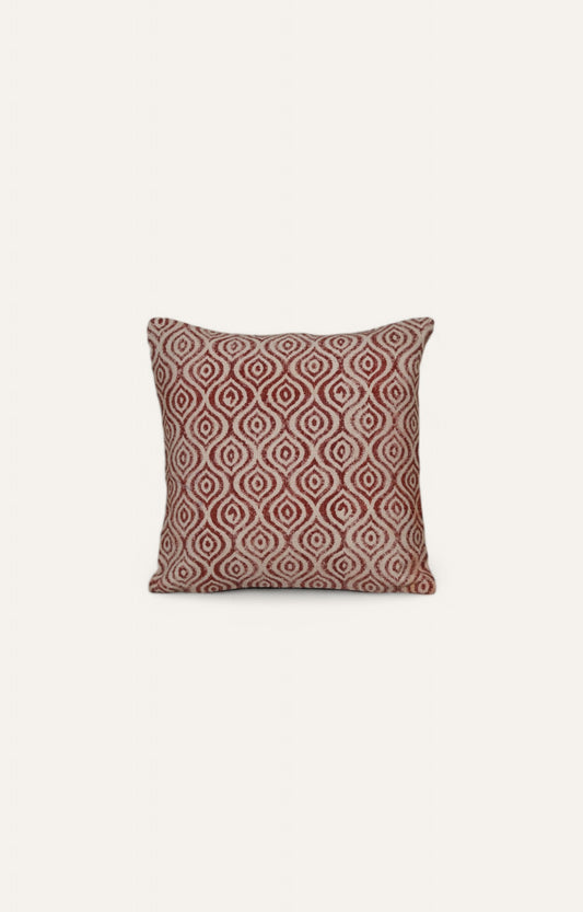 Red and Beige Geometric Patterned Square Cushion