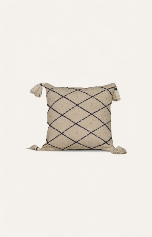 Handwoven Lattice Cushion with Tassels