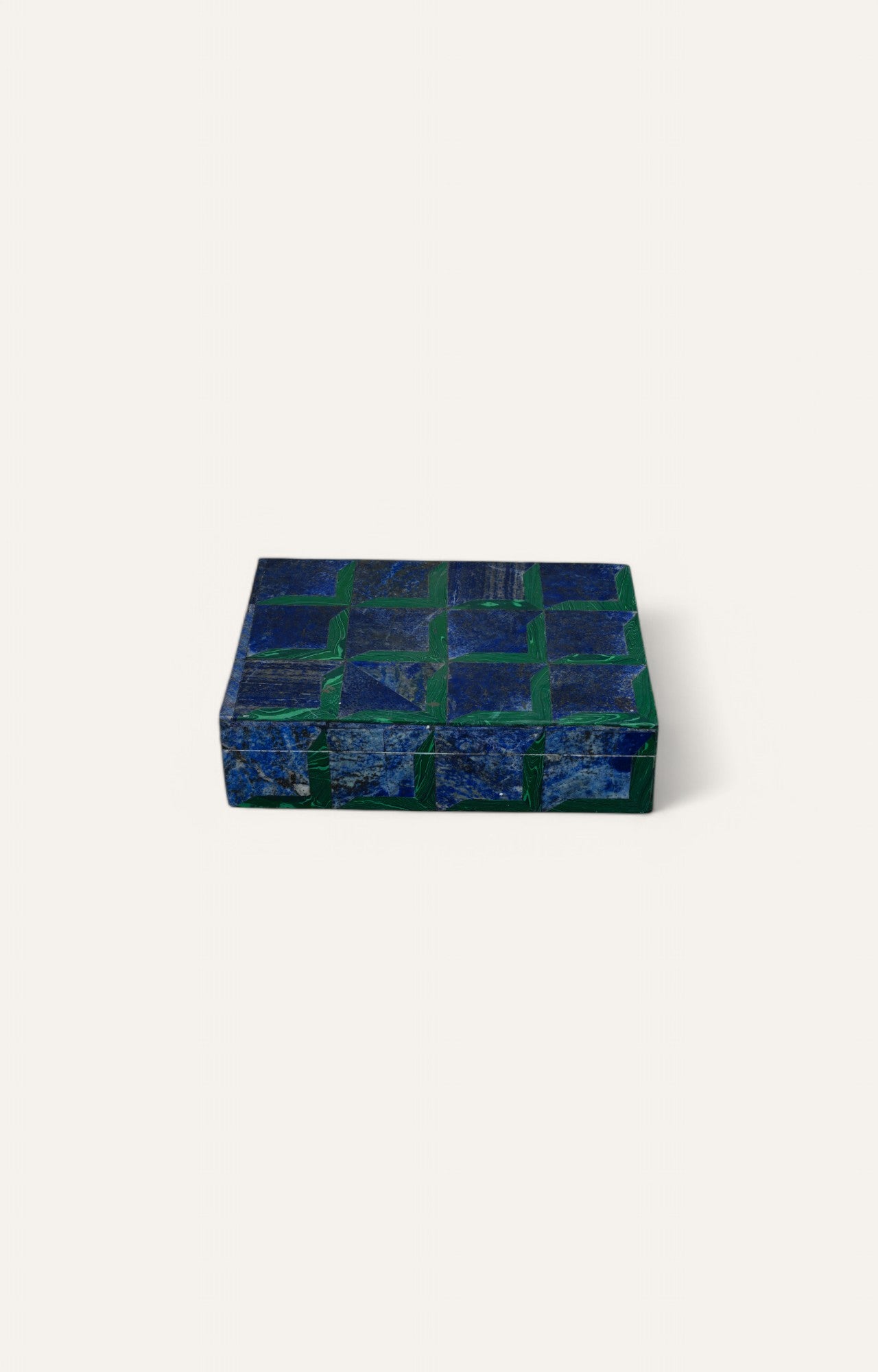 Lapis Lazuli and Green Jade Stone Inlay Antique Jewelry Box