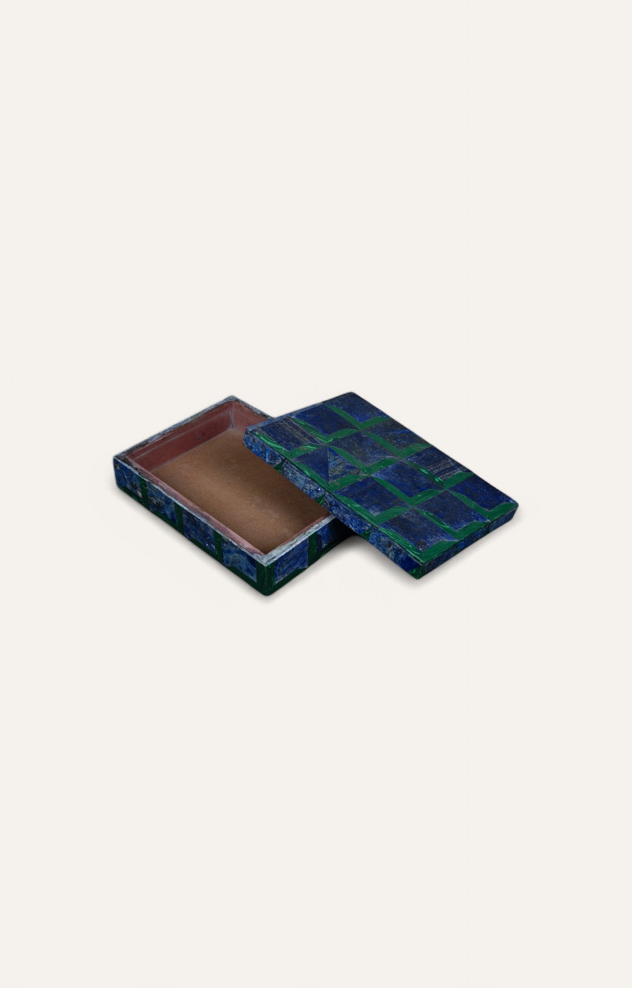 Lapis Lazuli and Green Jade Stone Inlay Antique Jewelry Box