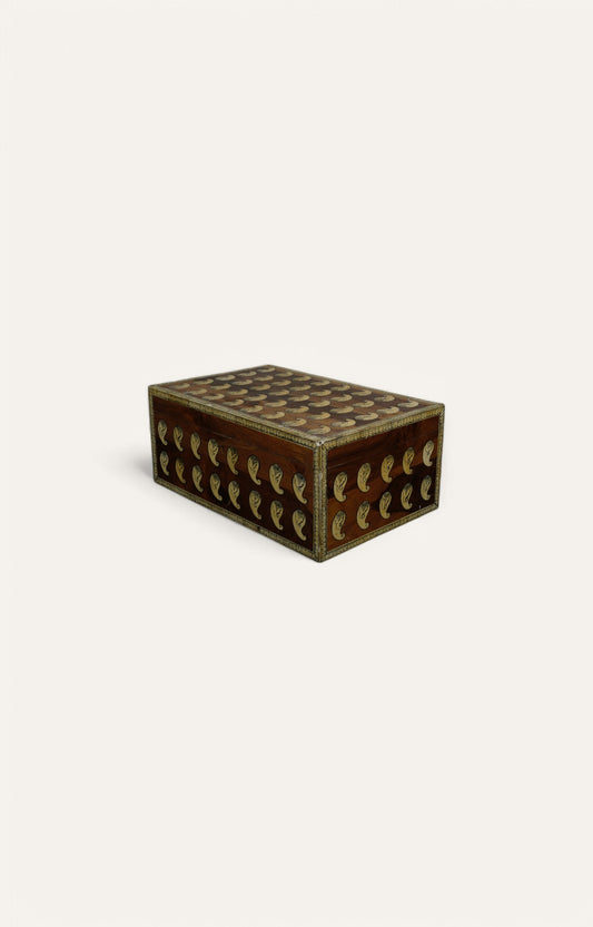 Paisley Wood Bone Inlay Antique Jewelry Box
