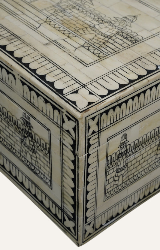 Ivory Mango Wood and Bone Antique Large Jewelry Box