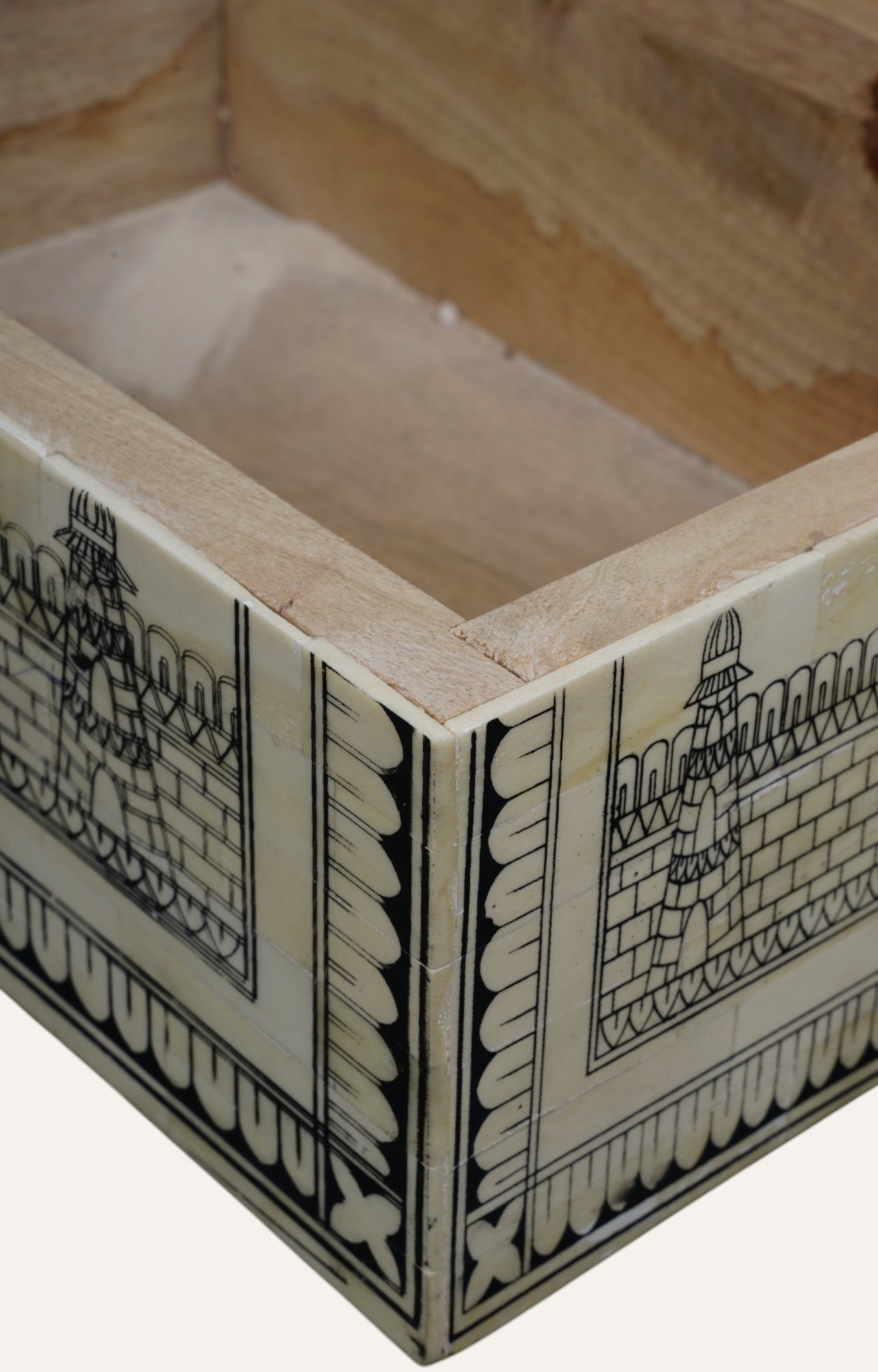 Ivory Mango Wood and Bone Antique Large Jewelry Box