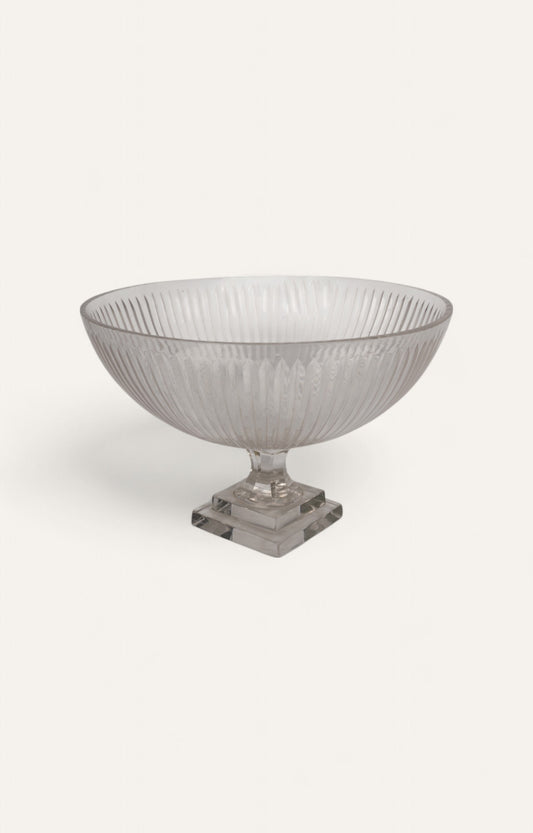 Art Deco-Inspired Fluted Glass Compote Bowl