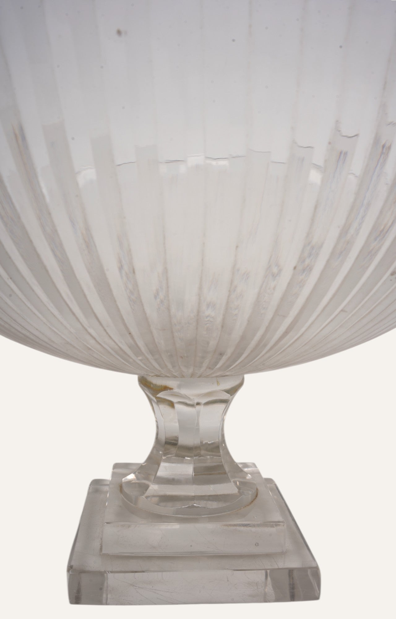 Art Deco-Inspired Fluted Glass Compote Bowl
