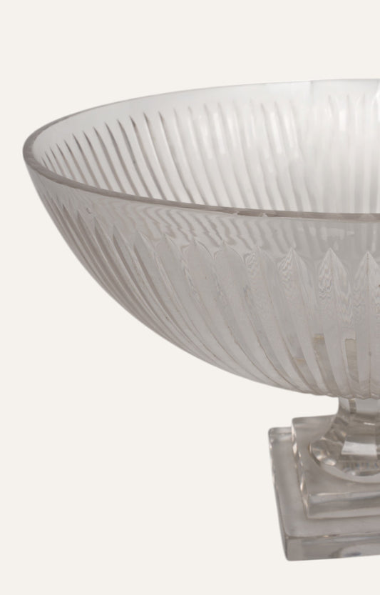 Art Deco-Inspired Fluted Glass Compote Bowl