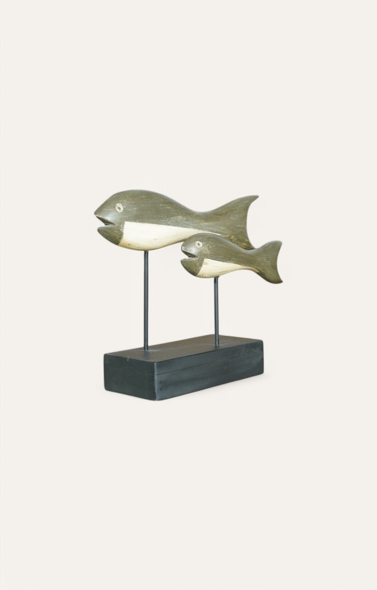 Wooden Double Fish Tabletop Sculpture