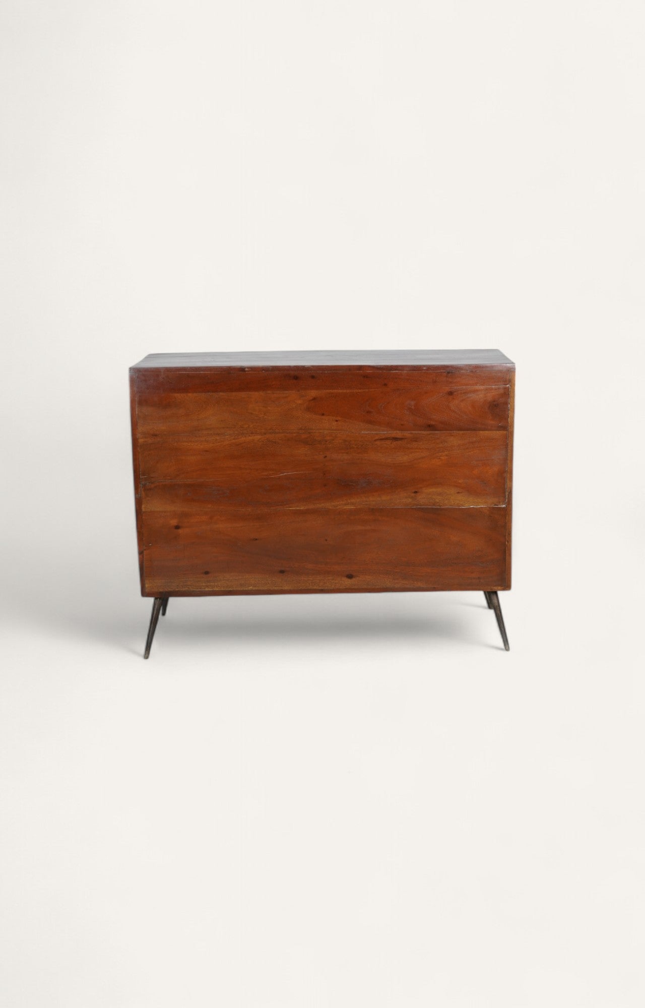 Mid-Century Slatted Walnut Cabinet with Brass Accents