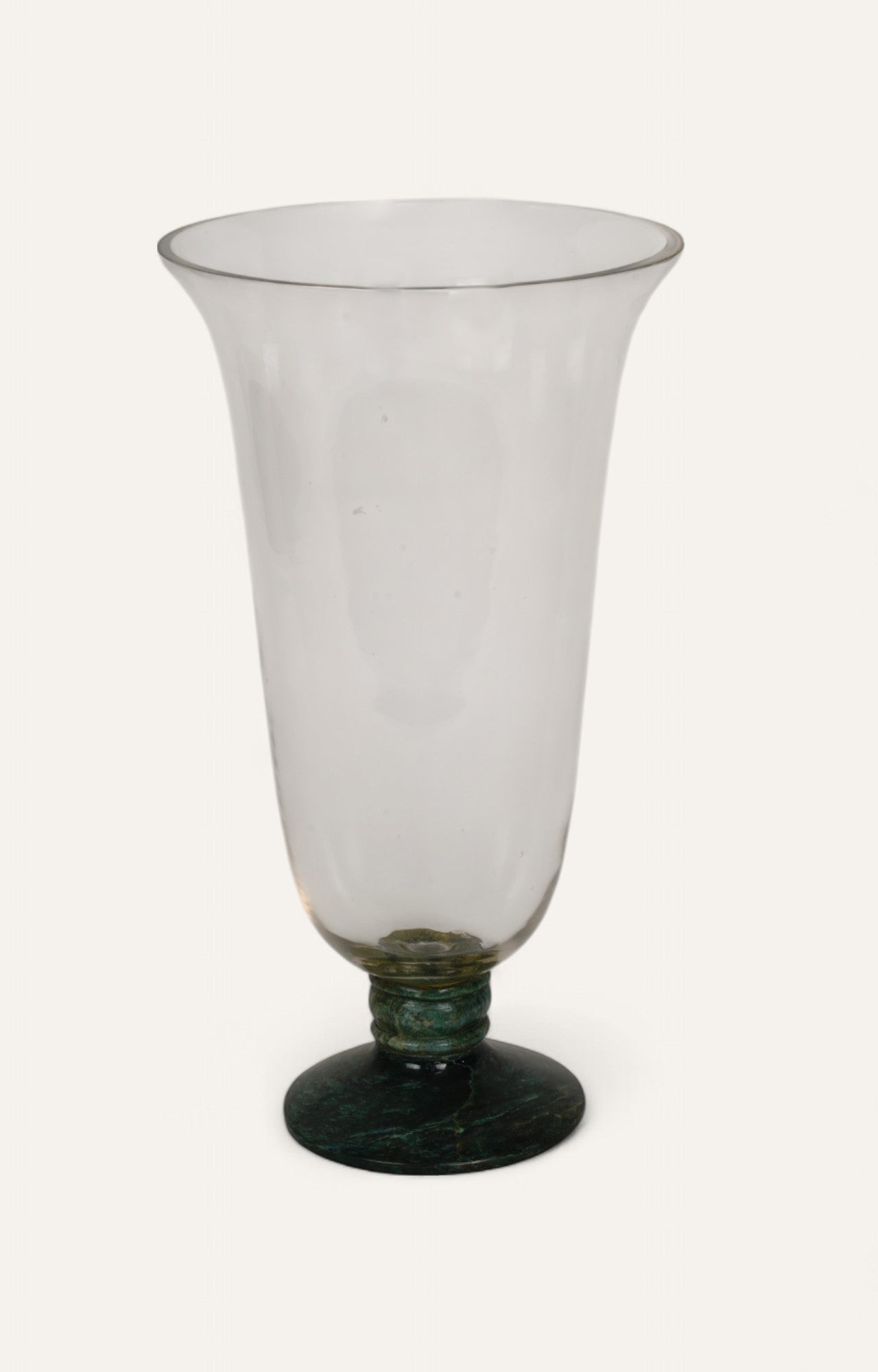 Handblown Tapered Vase with Green Enamel Stone Base