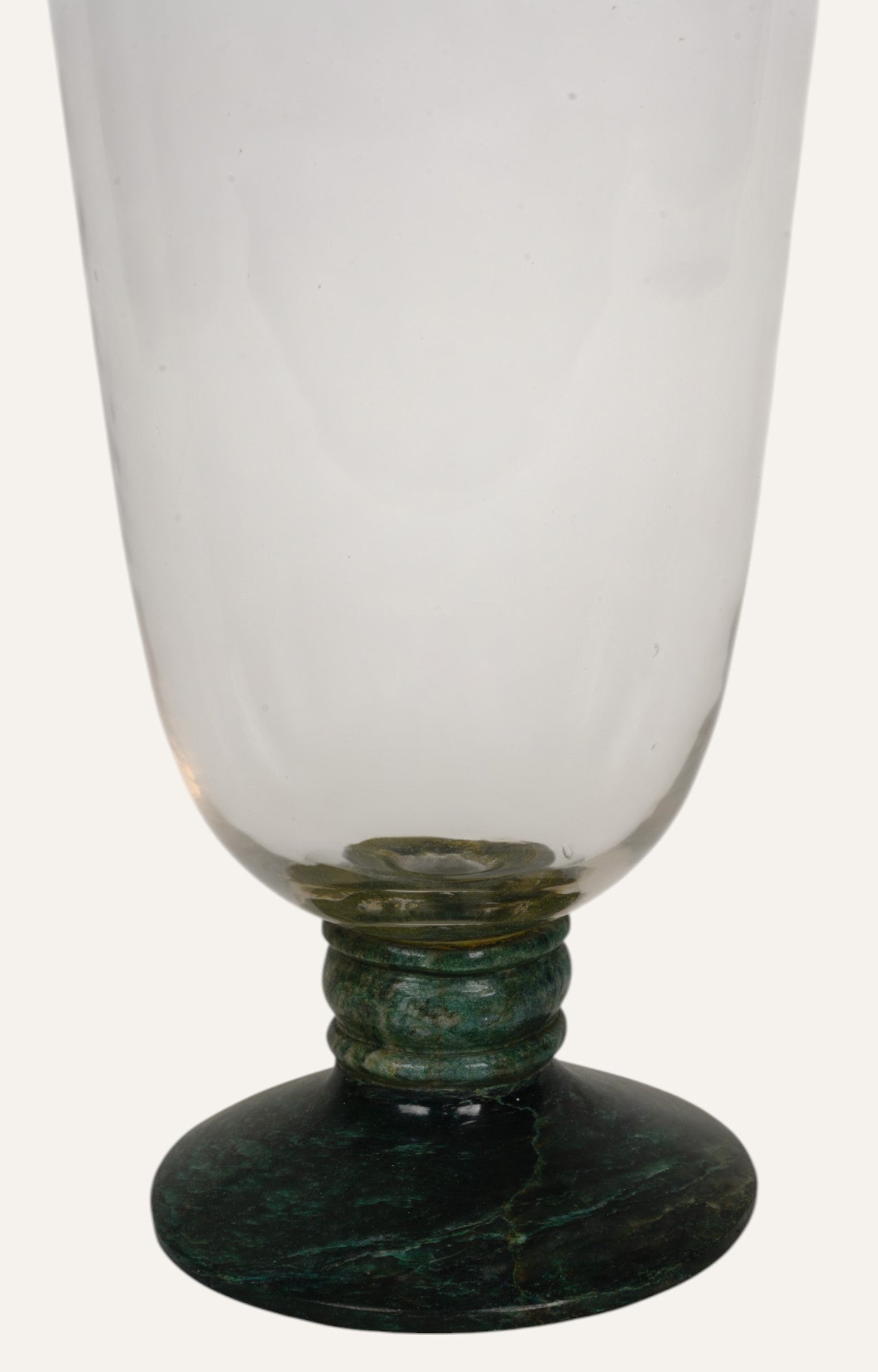 Handblown Tapered Vase with Green Enamel Stone Base