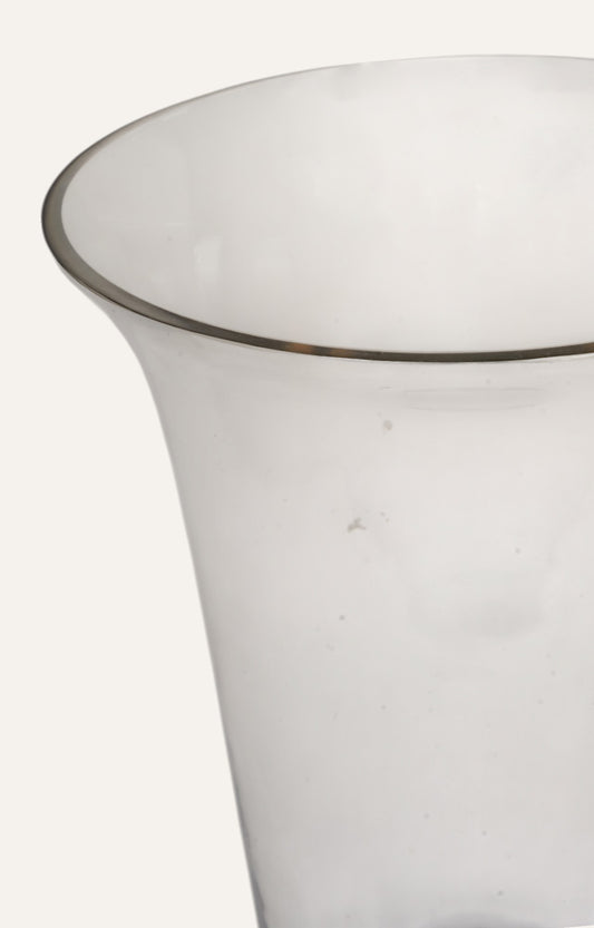 Handblown Tapered Vase with Green Enamel Stone Base