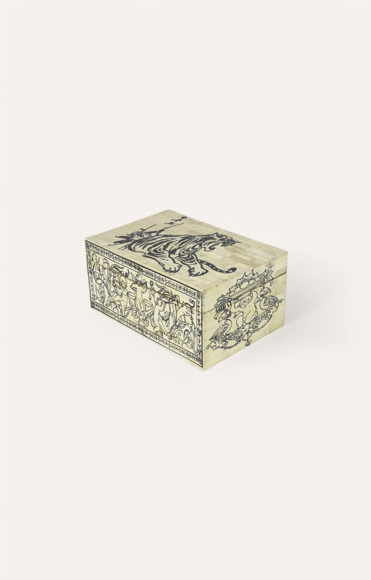 Korean Mango Wood and Bone Antique  Jewelry Box