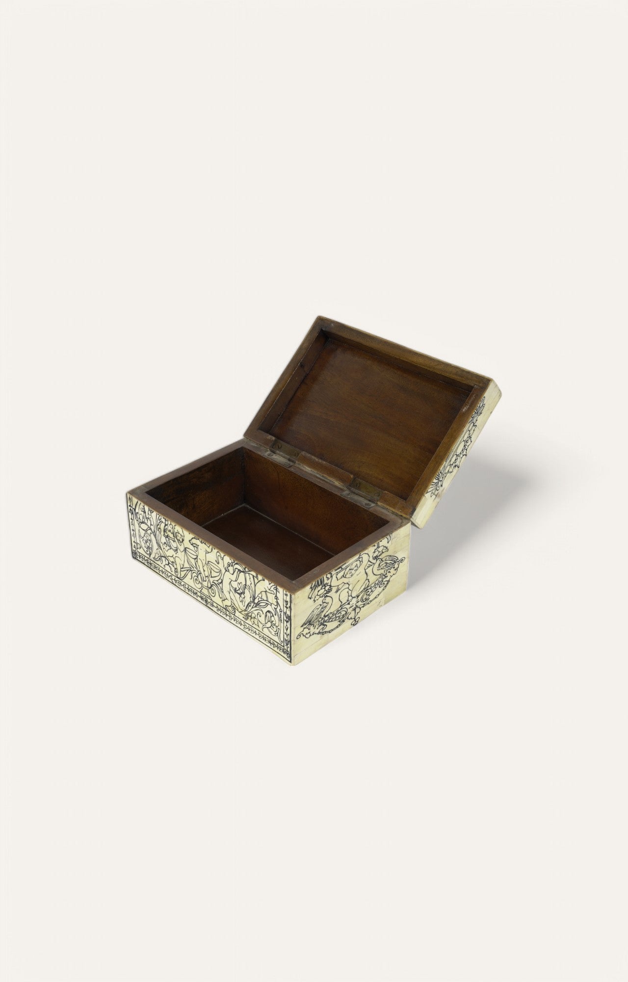 Korean Mango Wood and Bone Antique  Jewelry Box