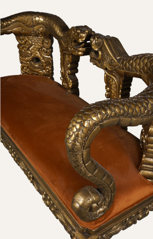 Hand-Carved Dragon Chair in Teak Wood