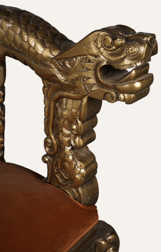 Hand-Carved Dragon Chair in Teak Wood