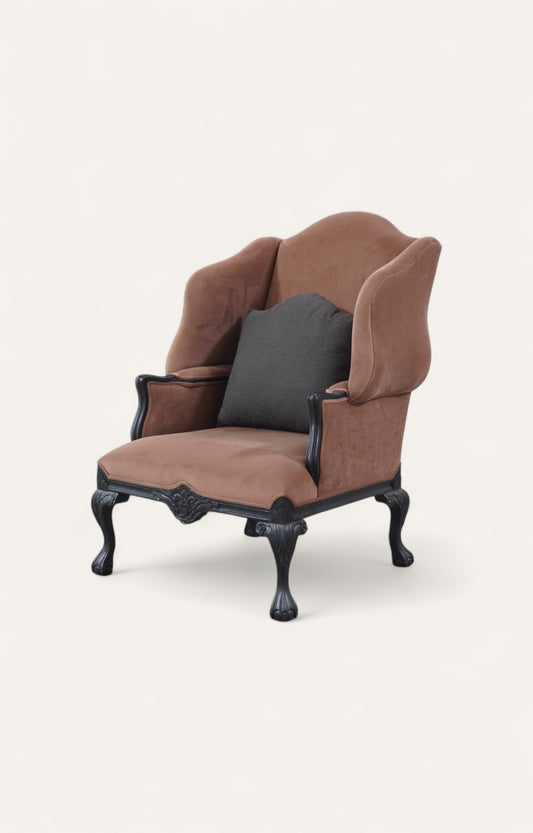 Vintage Wingback Lounge Chair with Cushion