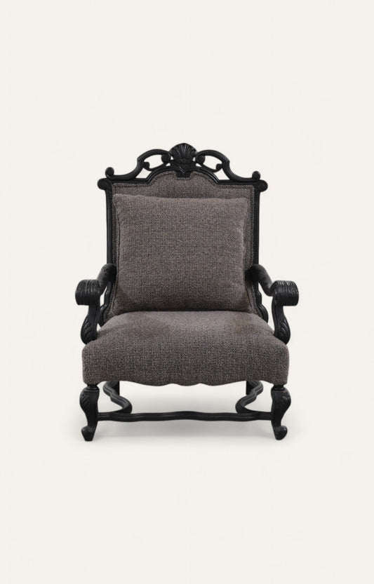 Linen Black Lounge Chair with Cushion