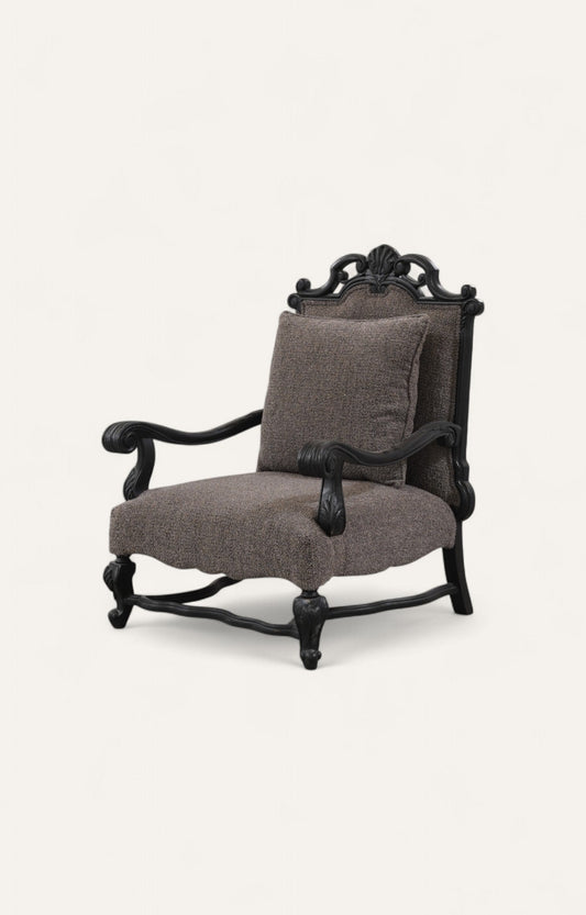 Linen Black Lounge Chair with Cushion
