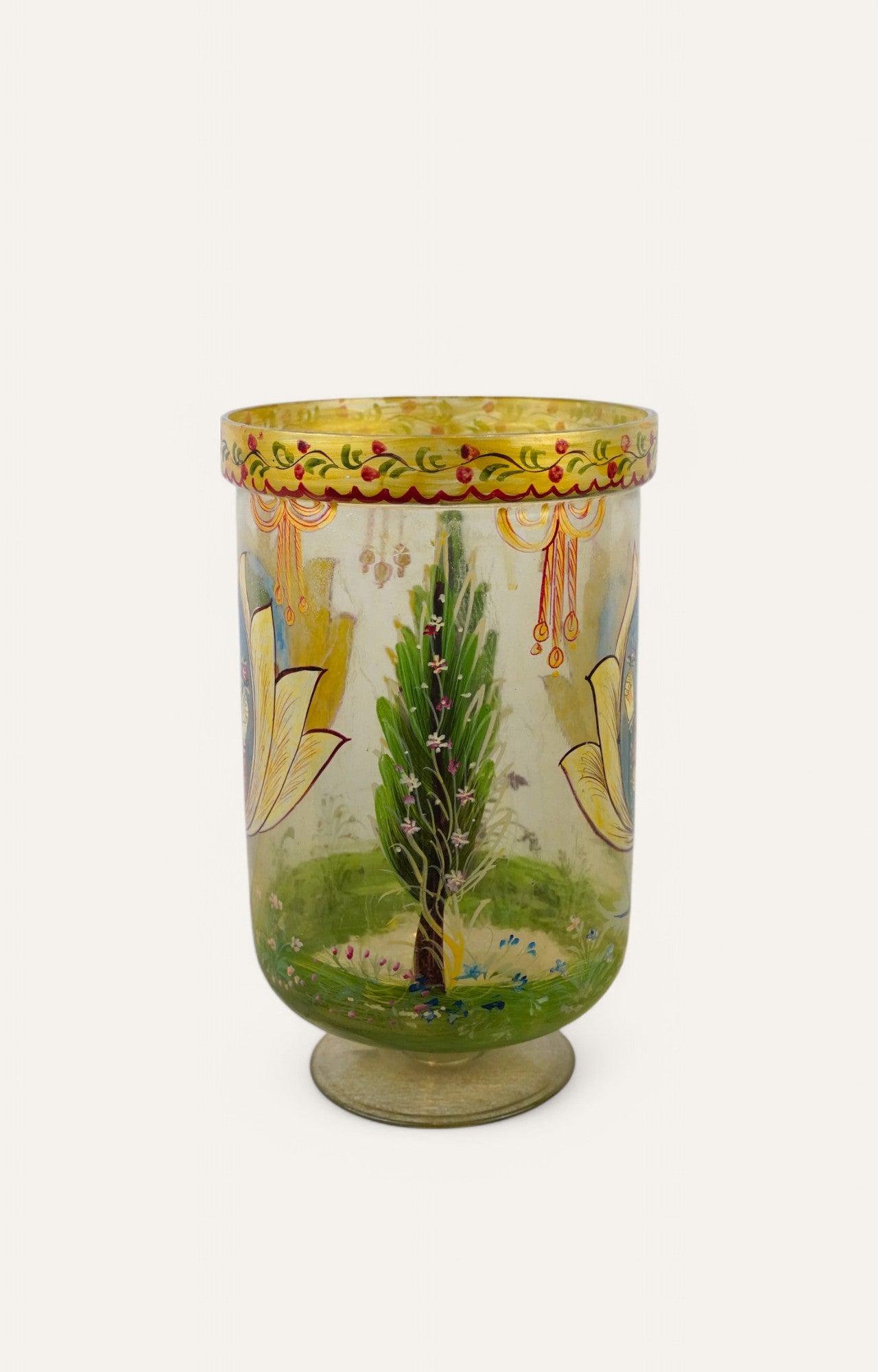 Hand-Painted Royal Mughal Emperor Glass Jar/ Candle holder