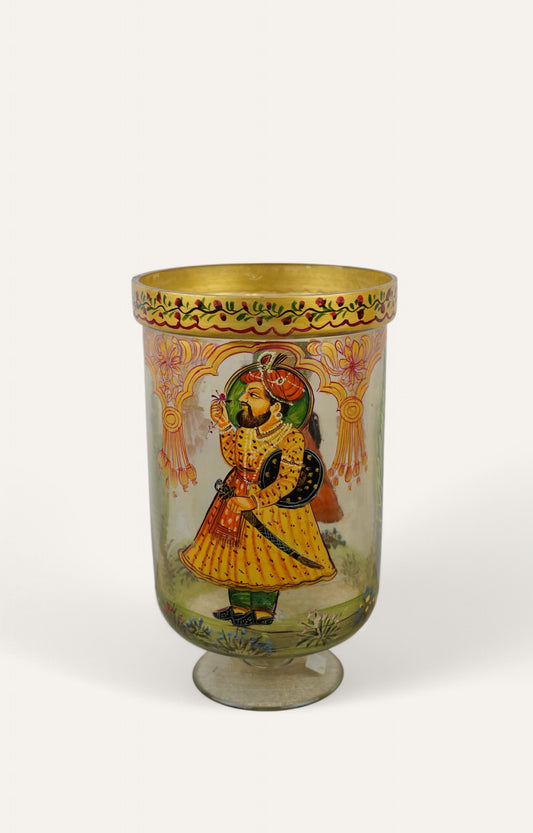 Hand-Painted Mughal Miniature Glass Vase