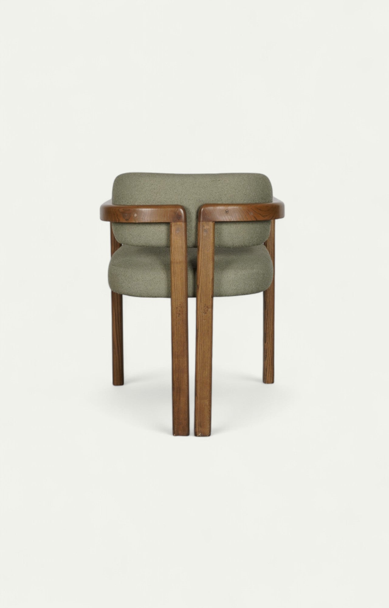 Open-Frame Armchair in Acacia Wood and Bouclé