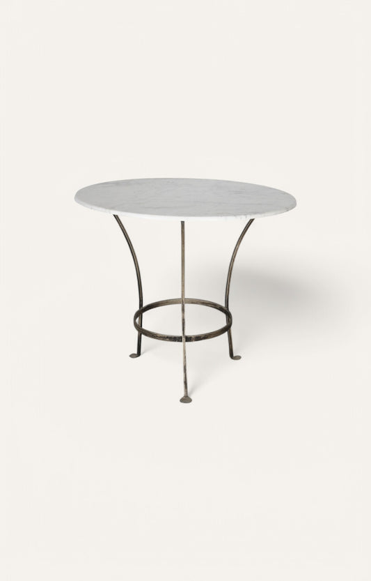 Round Metal Base Side Table with Stone Top