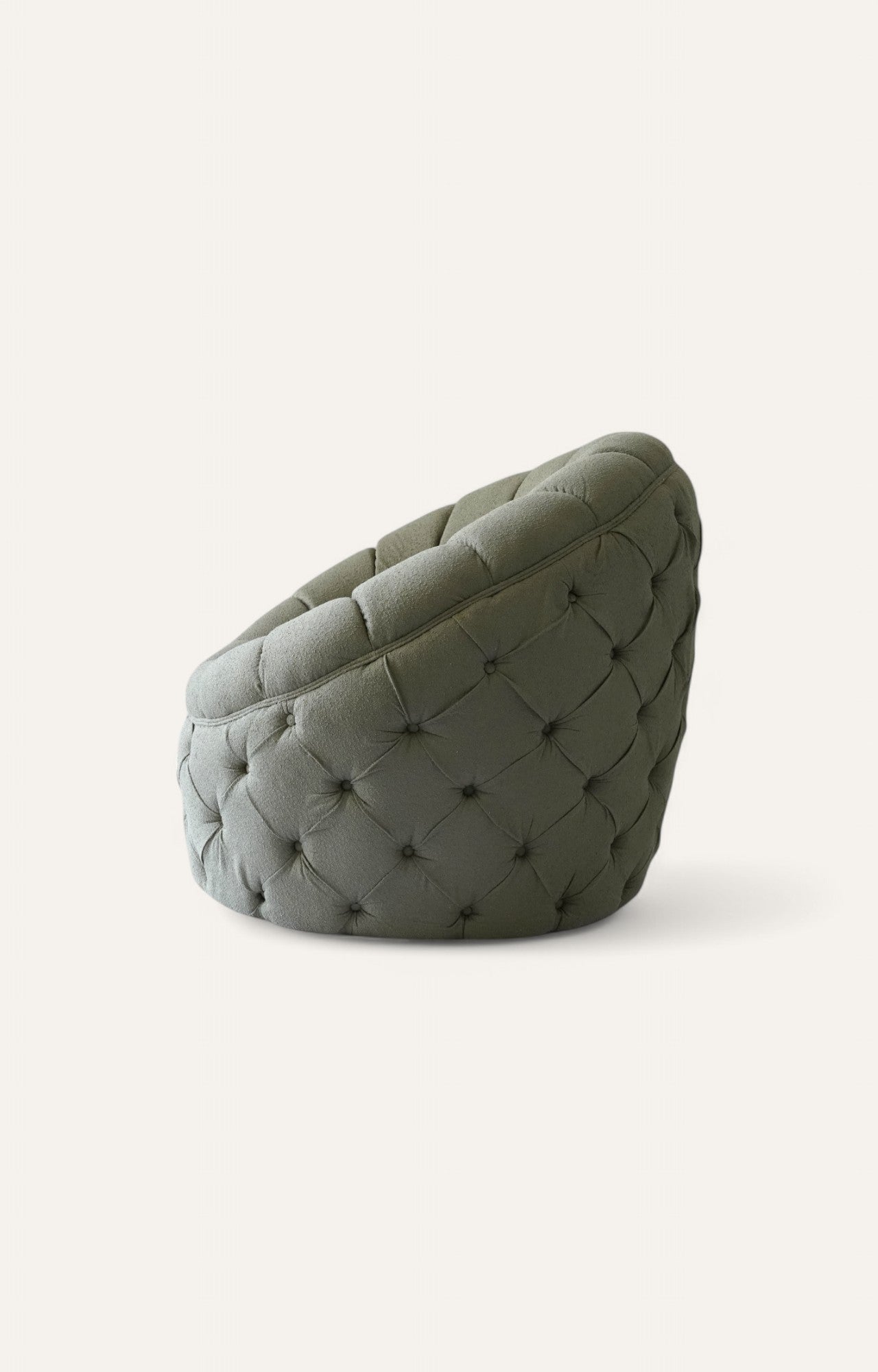Tufted Egg Chair in Green Boucle