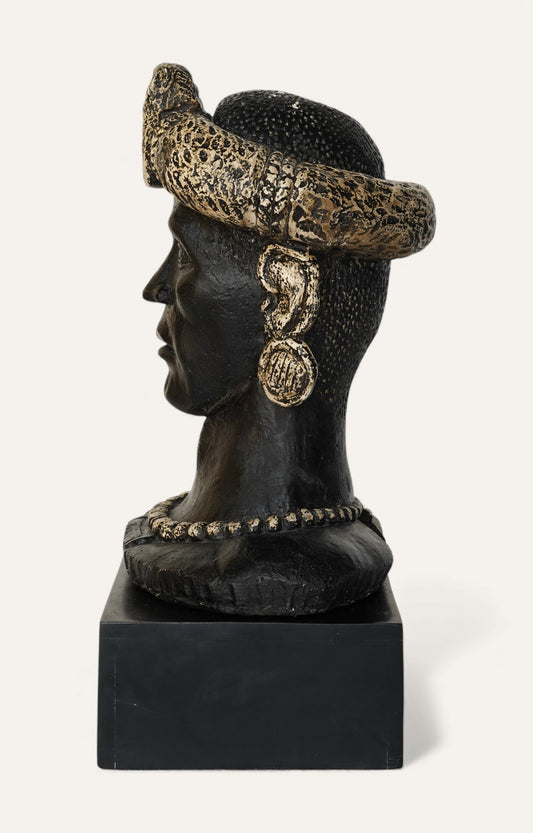 Black Tribal Bust with Snake Headdress
