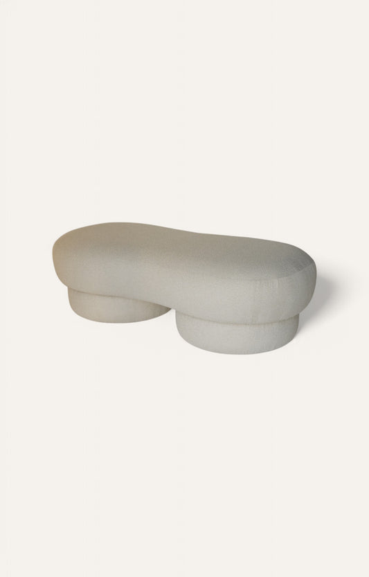 Wave Ivory Curved Ottoman