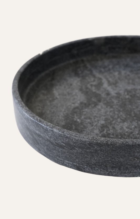 Black Marble Round Tray