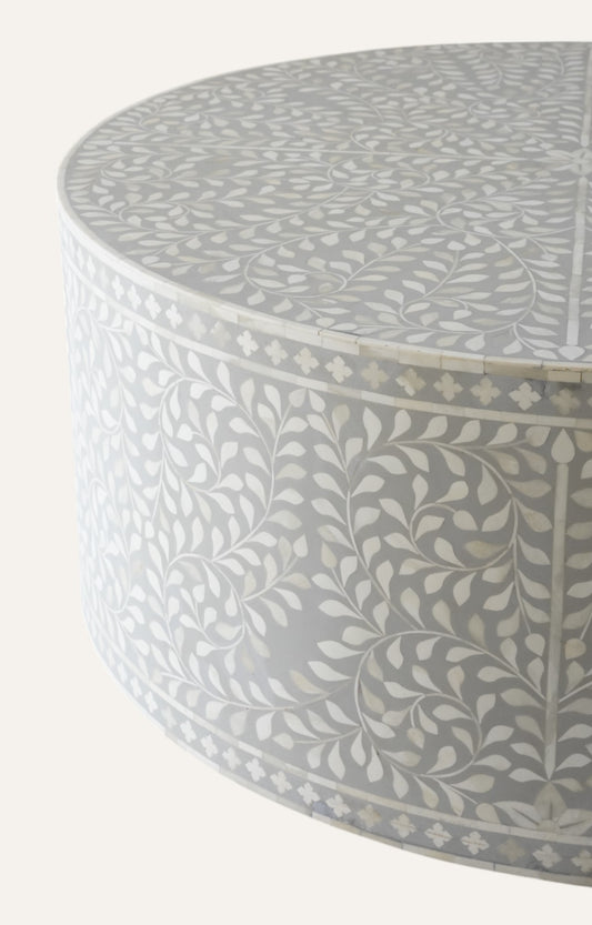 Indian floral gray bone table