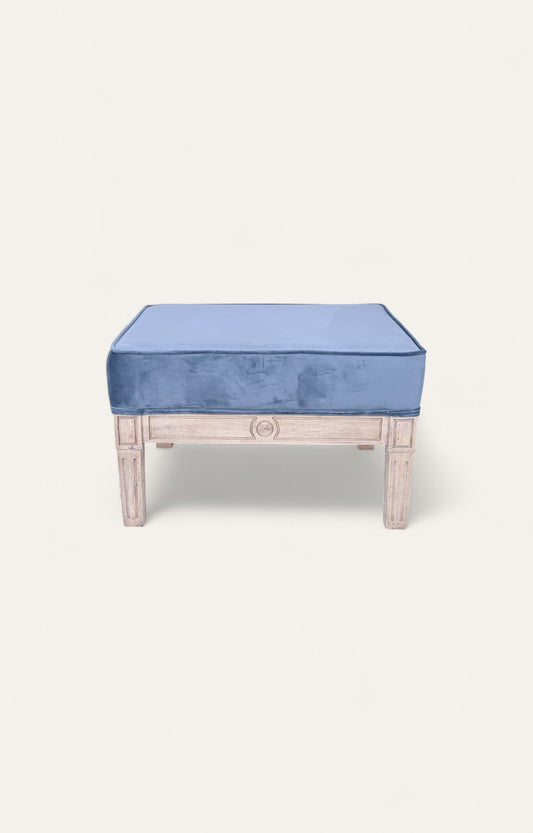 Blue Velvet Ottoman