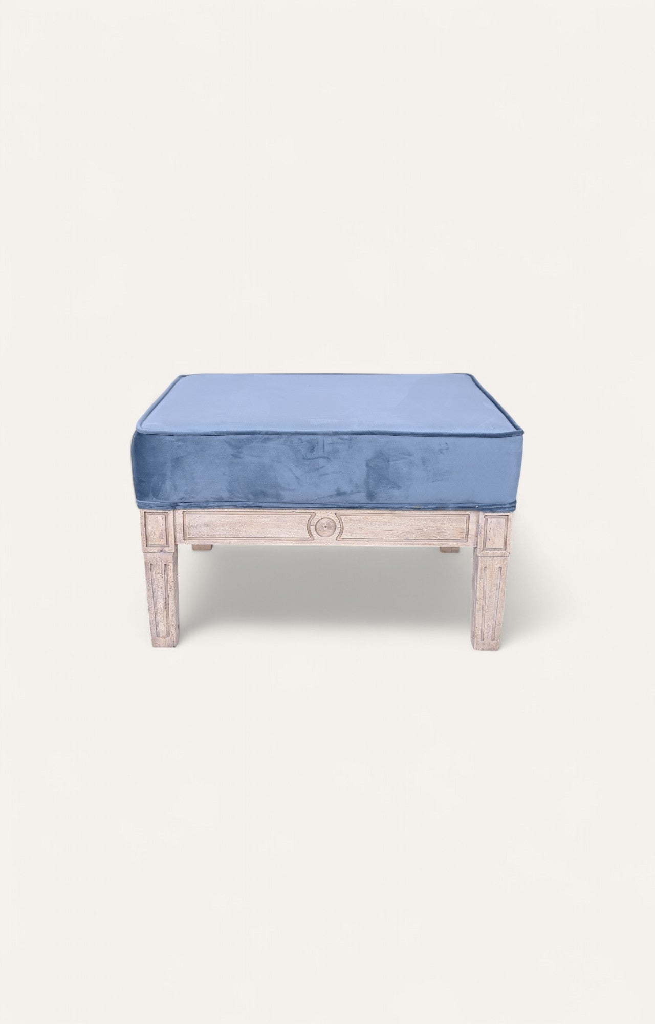 Blue Velvet Ottoman