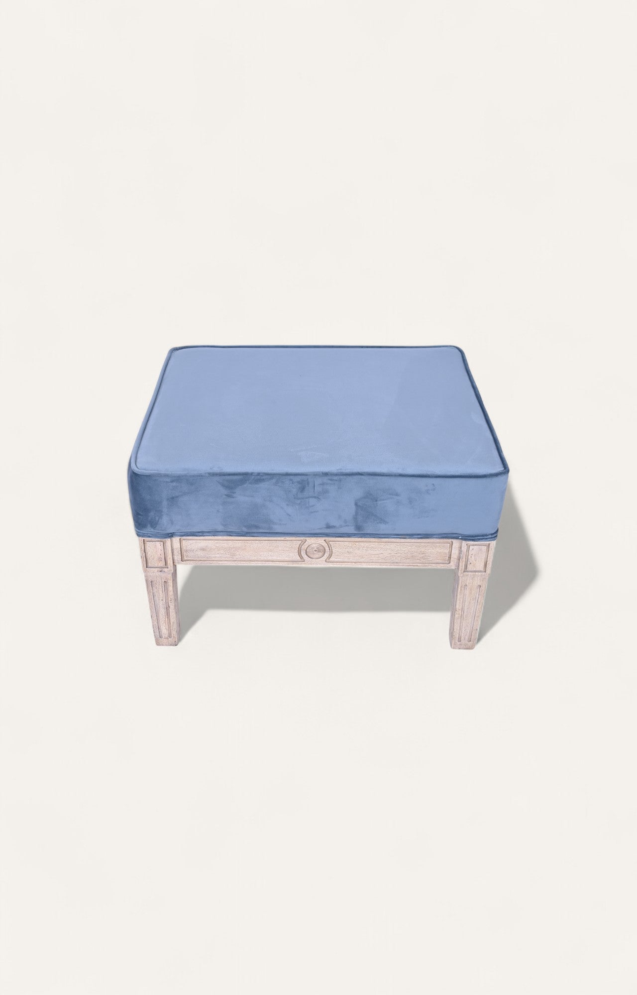 Blue Velvet Ottoman