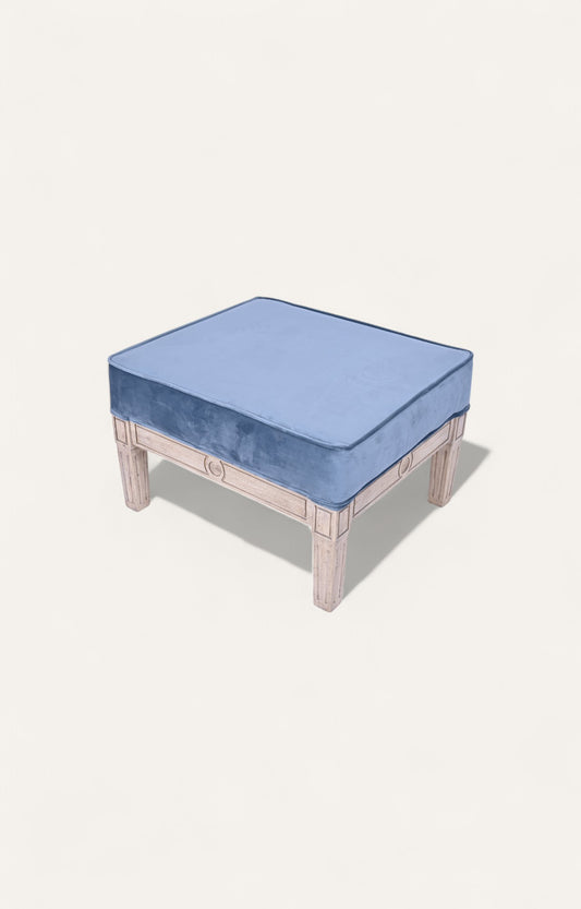Blue Velvet Ottoman