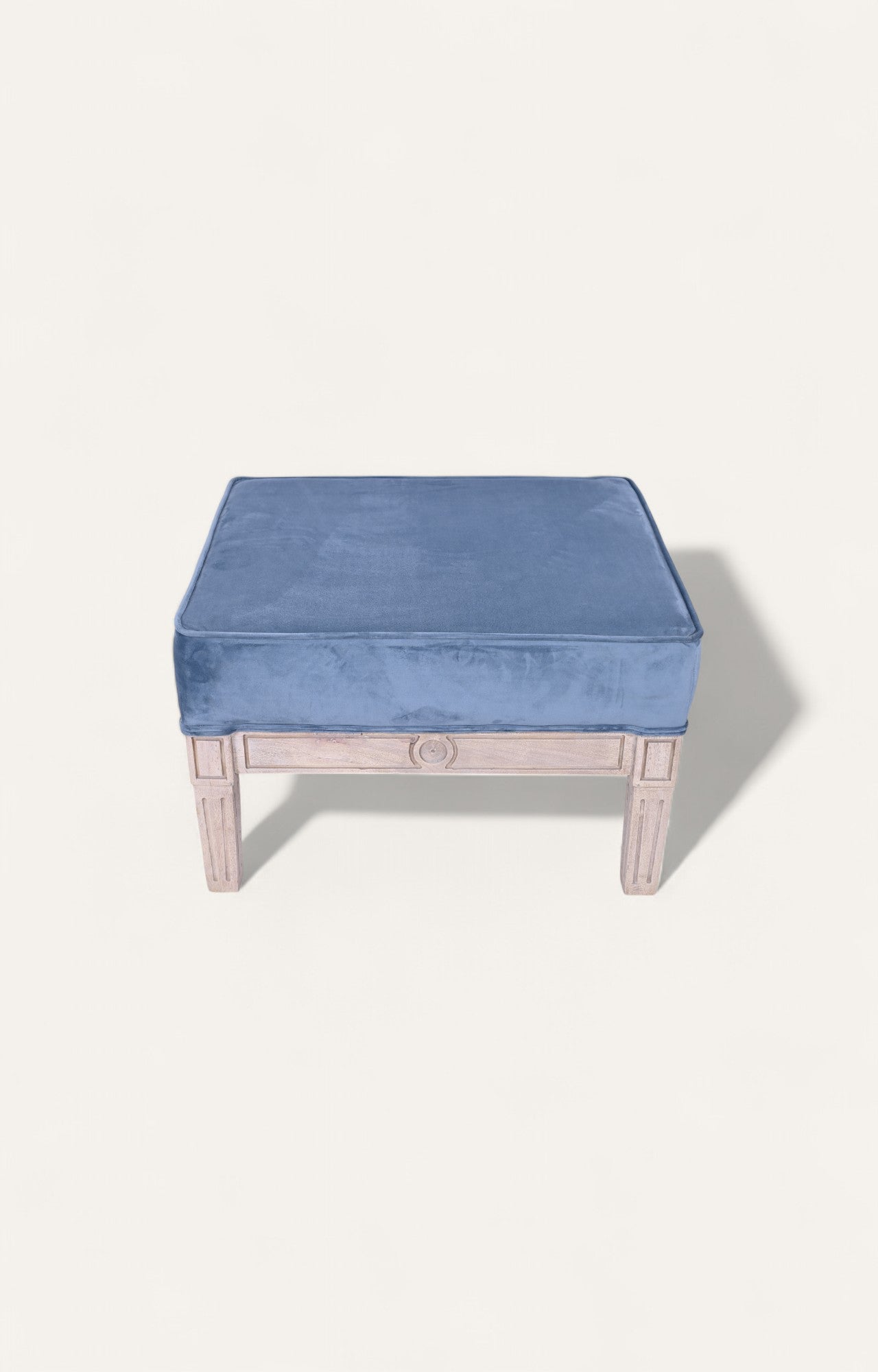 Blue Velvet Ottoman