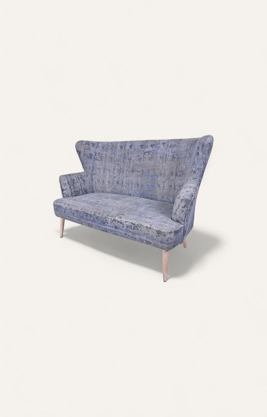 Mid Century Printed Rug Upholstered Sofa