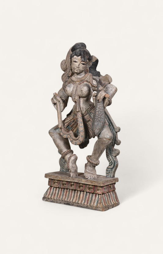 Divine Grace - Vintage Teak Wood Indian Goddess Statue