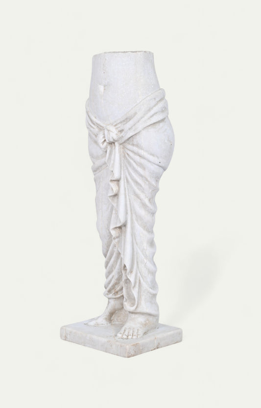 Classical Torso with Tied Drape in White Marble