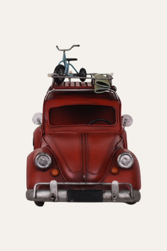 Vintage Red Beetal Metal Photoframe Miniature Car Décor